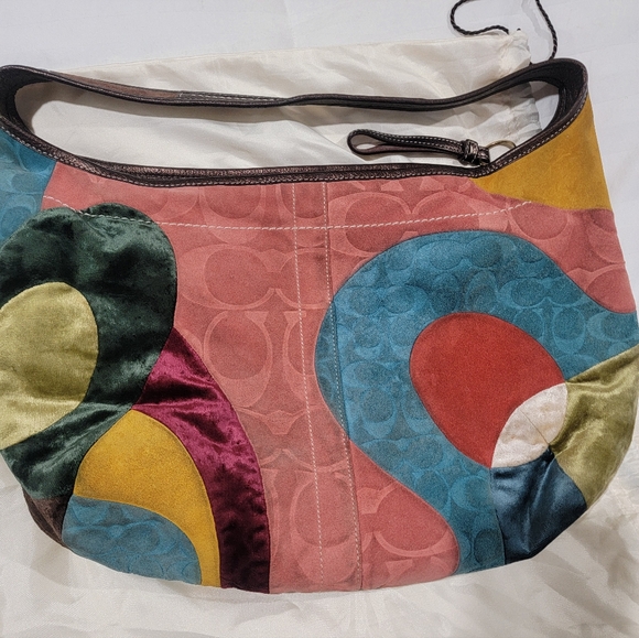 Coach Ltd Edition Multicolor Suede/Velvet Patchwork Ergo Hobo Bag - Picture 3 of 8